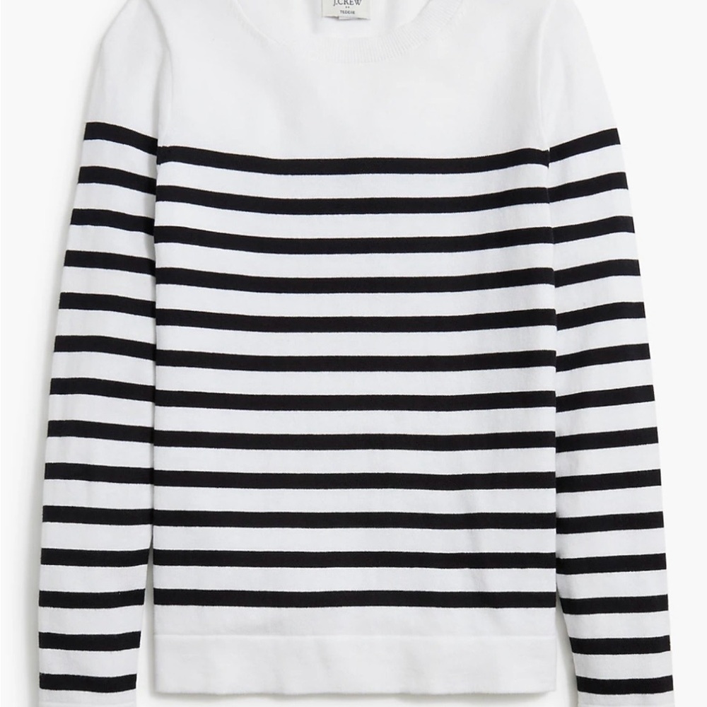J. Crew Black and White Striped Teddie Sweater